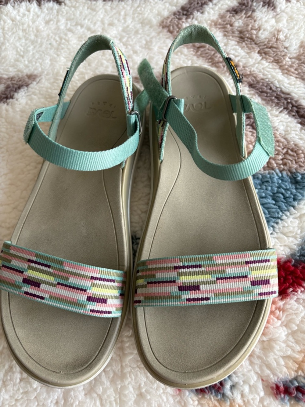 Teva Women's Mint Green Patterned Strap Sandals